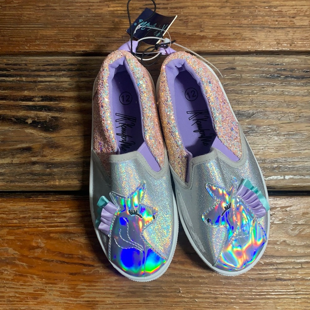 Girls Unicorn Slip Ons. Size 12. NWT